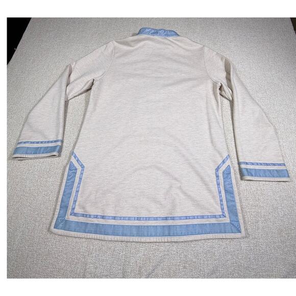 Nicoblue Womens Small Cream Blue 1/4 Zip Long Sleeve Pullover Casual Top Soft - Picture 2 of 10